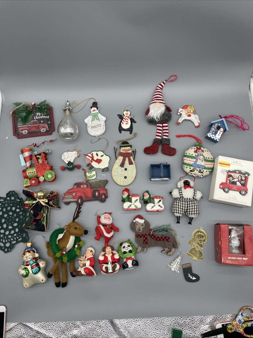 Lot of Christmas Ornaments Many Vintage Mixed Materials 31 Pieces